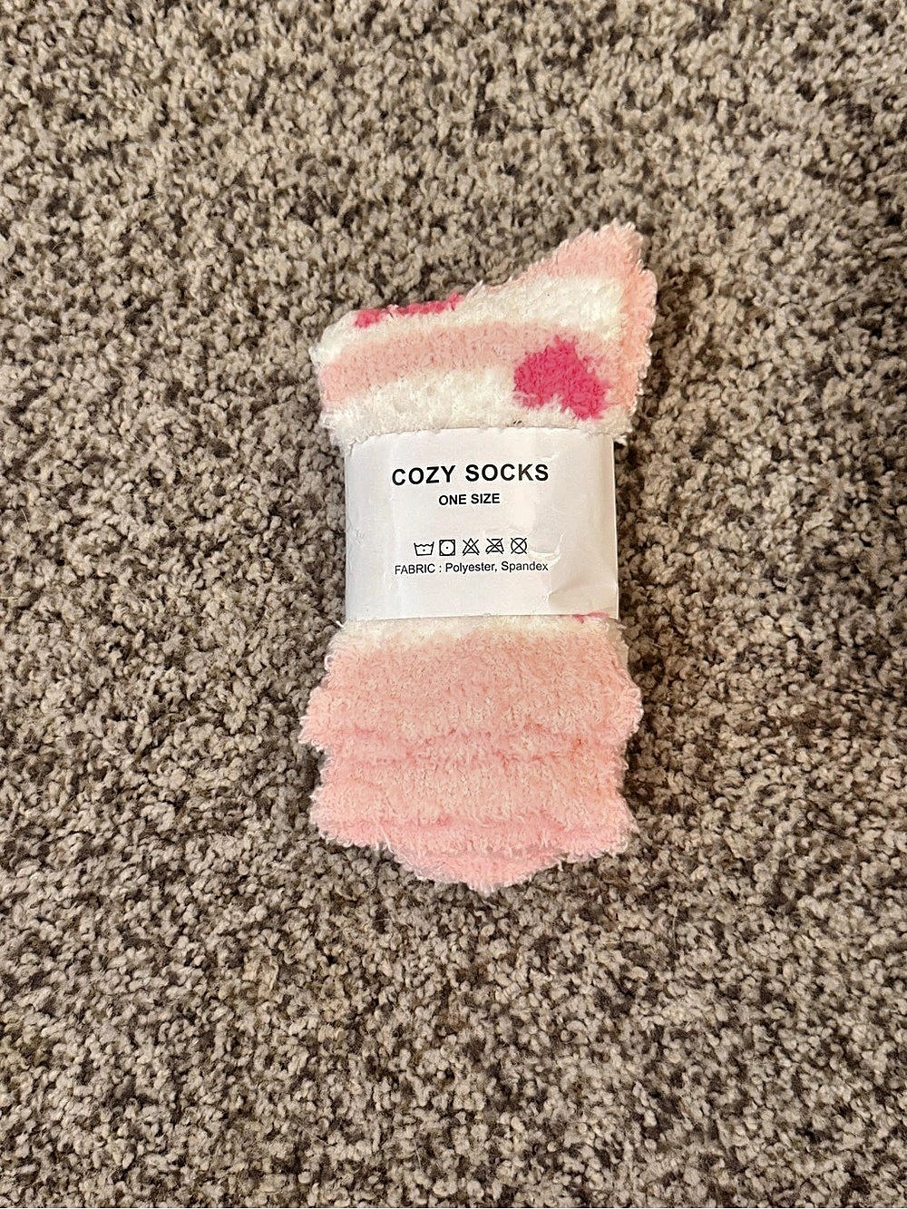 Cozy Socks in Pink & White Hearts
